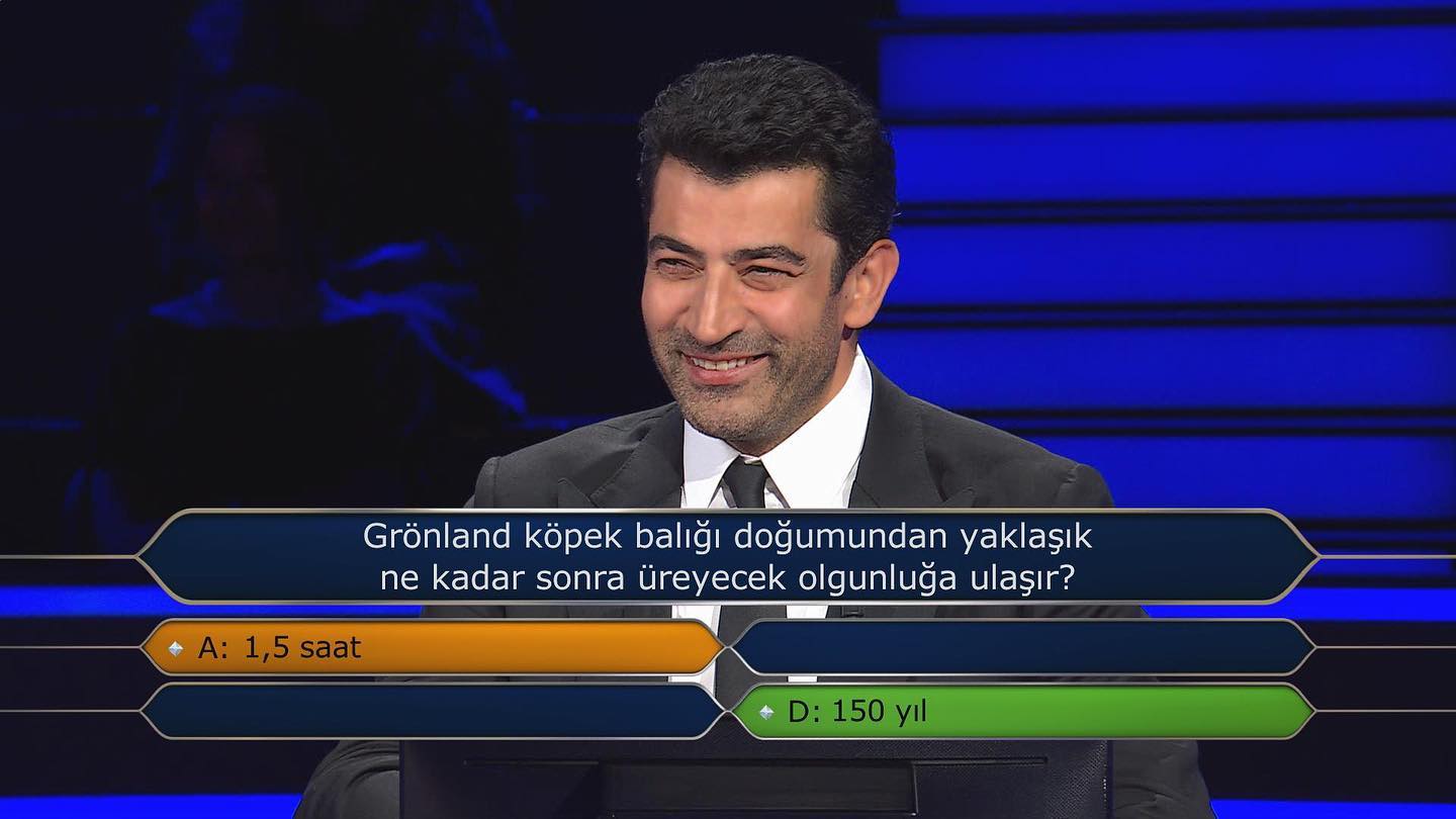 Milyoner: Grönland köpek balığı doğumundan yaklaşık ne kadar sonra üreyecek olgunluğa ulaşır?